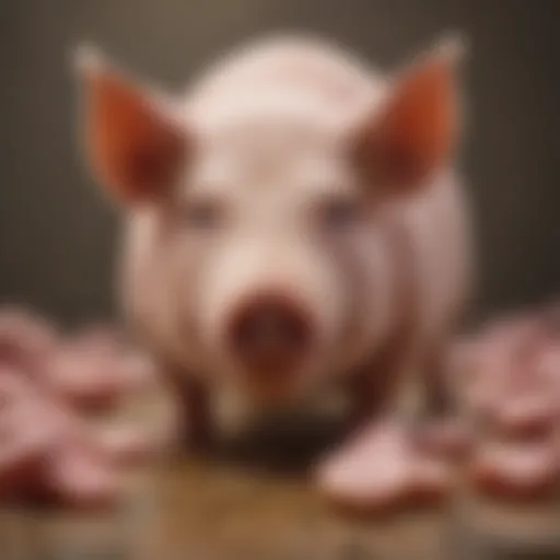 Illustration of a pig showing signs of diarrhea and health impacts.