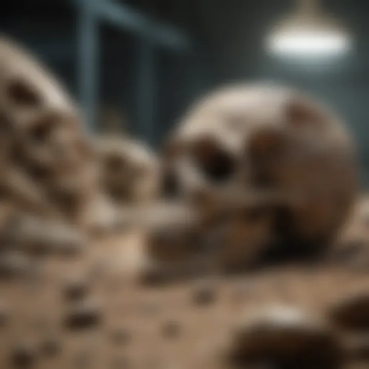 Fossil remains displayed in a research facility