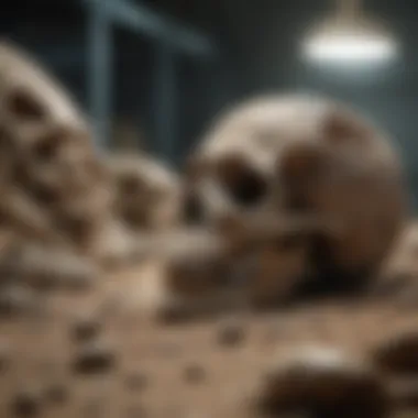 Fossil Remains: Insights into Paleontological Dating Fossil remains displayed in a research facility