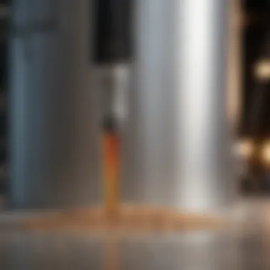 A close-up view of a grain temperature probe inserted into a grain silo.