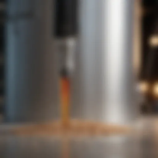 A close-up view of a grain temperature probe inserted into a grain silo.