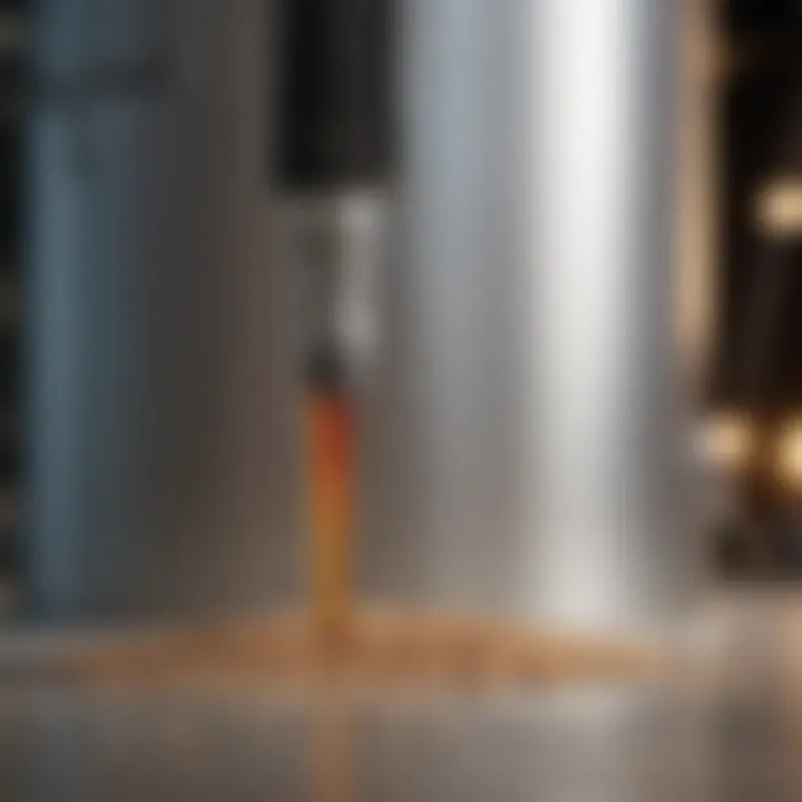 A close-up view of a grain temperature probe inserted into a grain silo.