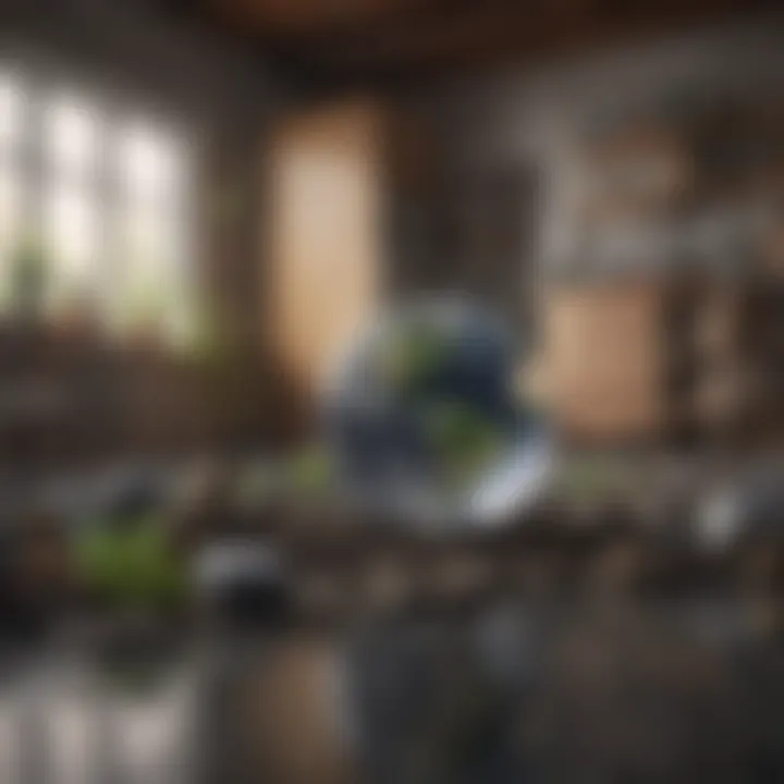 Conceptual image depicting the connection between domestic practices and global sustainability
