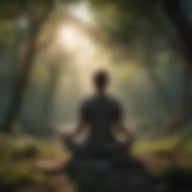 An individual sitting in meditation pose amidst nature