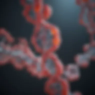 Illustration of mRNA molecules interacting with ribosomes during translation