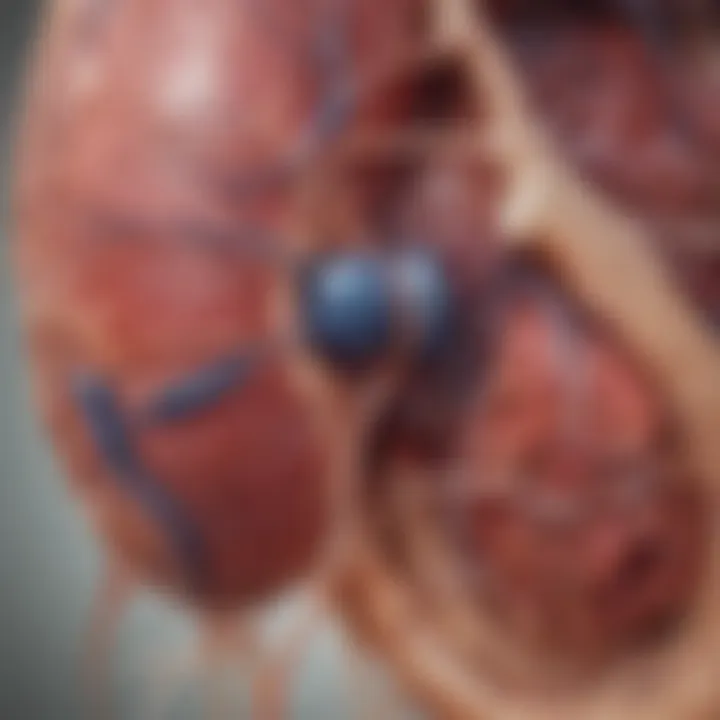 Anatomical diagram of the kidney highlighting potential areas of damage