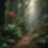 A vibrant rainforest showcasing diverse plant and animal species.
