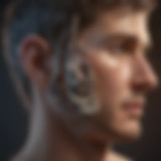Illustration depicting auditory pathways involved in tinnitus perception