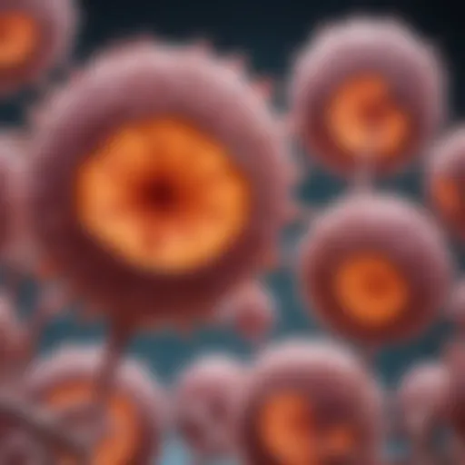 Illustration of bladder cancer cells under a microscope