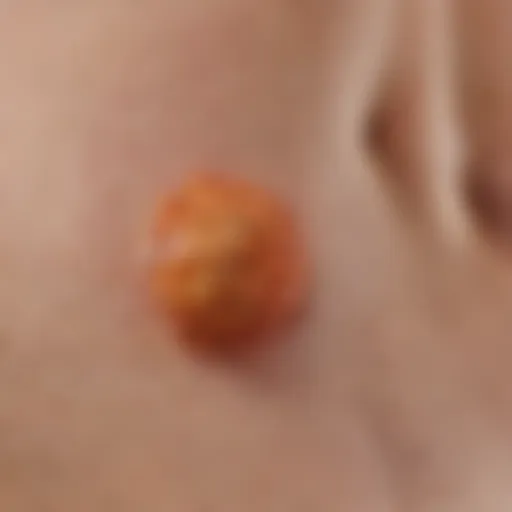 Detailed illustration of urticaria skin reaction depicting hives formation