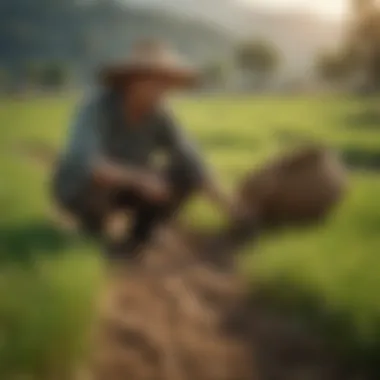 Farmers engaged in upland rice cultivation techniques